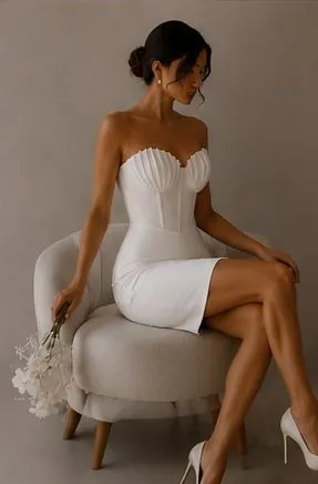 Colette wedding gown worn seated, showing how the skirt falls