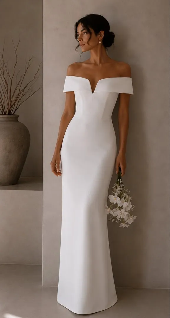 Emmeline made-to-measure wedding gown in silk mikado, full length front view