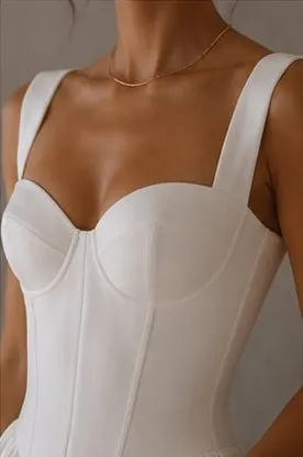 Close detail of the silk mikado on the Isadora wedding gown