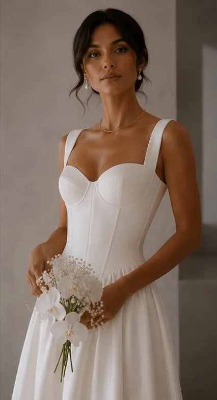 Isadora wedding gown bodice and neckline detail