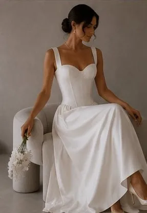 Isadora wedding gown worn seated, showing how the skirt falls