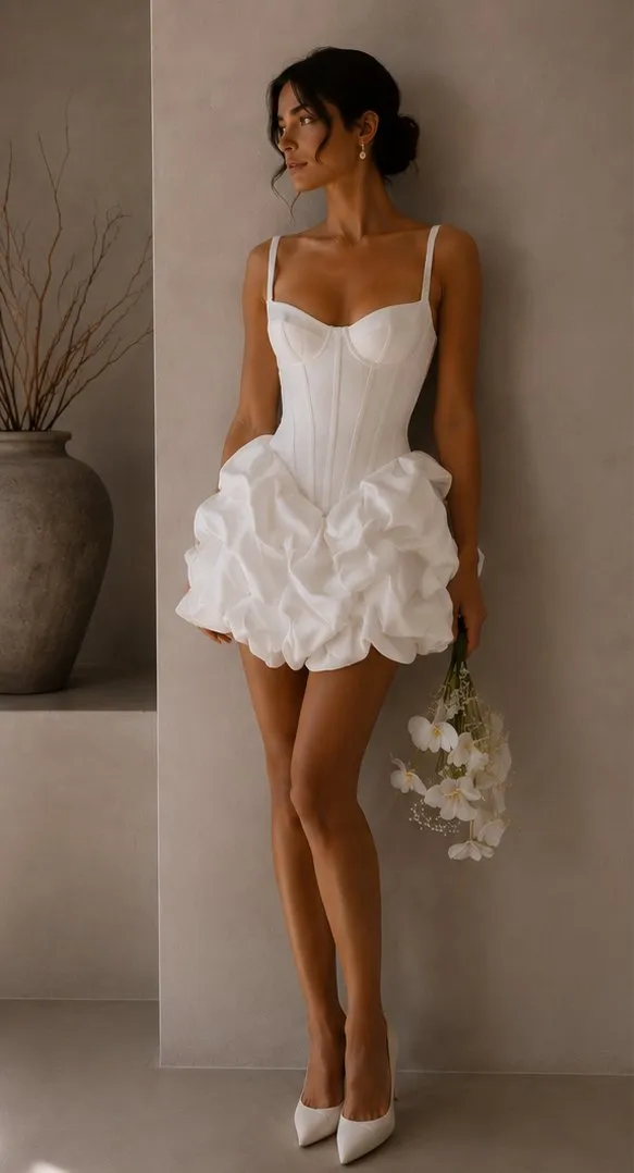 Ottoline made-to-measure wedding gown in taffeta, full length front view