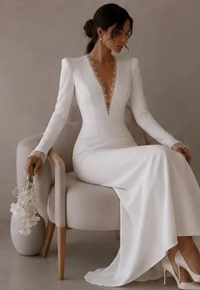 Rosalind wedding gown worn seated, showing how the skirt falls