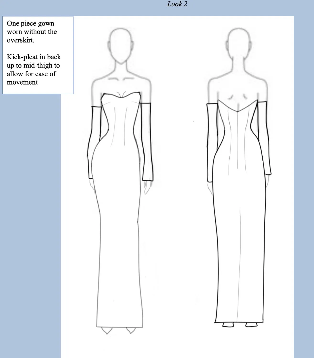 Working drawing of the detachable overskirt