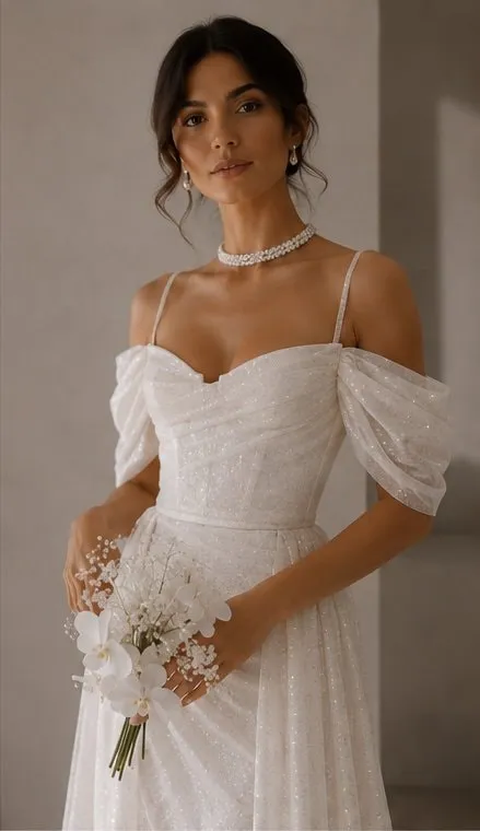 Theodora wedding gown bodice and neckline detail