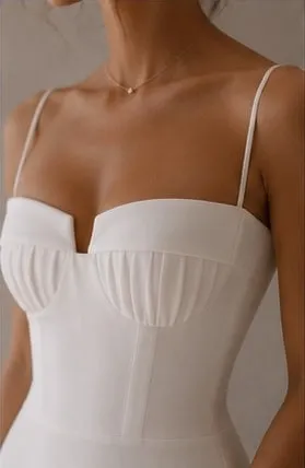Close detail of the silk on the Verena wedding gown