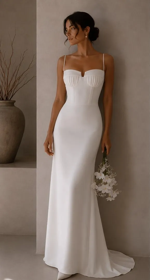 Verena made-to-measure wedding gown in silk, full length front view